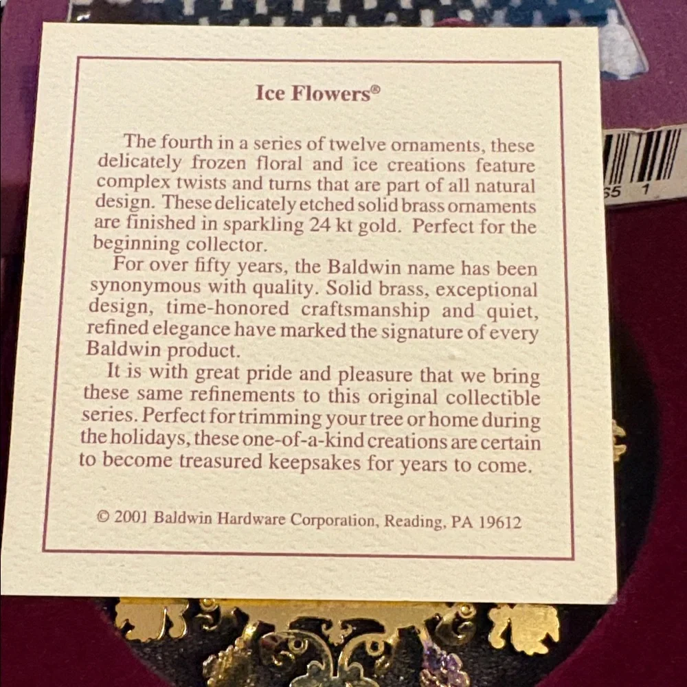 🆕BALDWIN “Olympia” Ice Flower Collectible Ornament